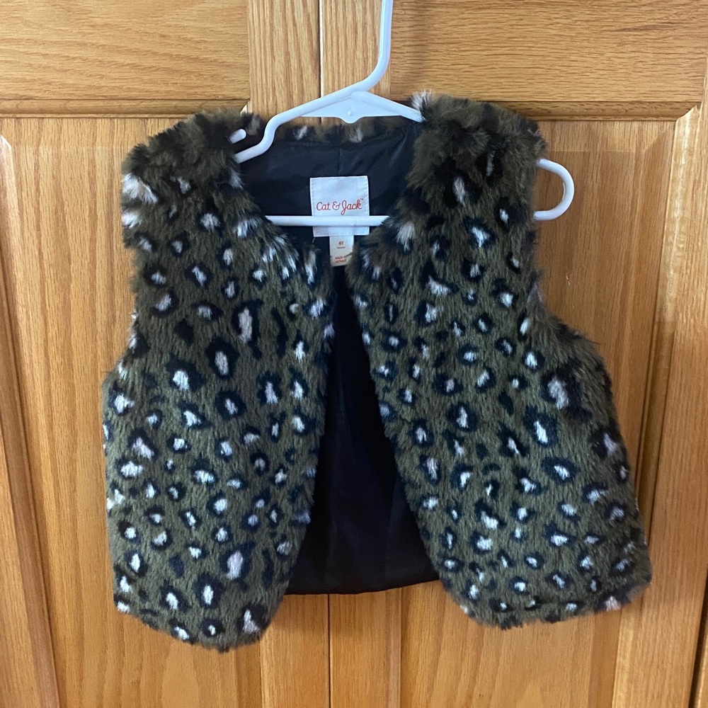 Cat & Jack Faux Fur Vest with Animal Print